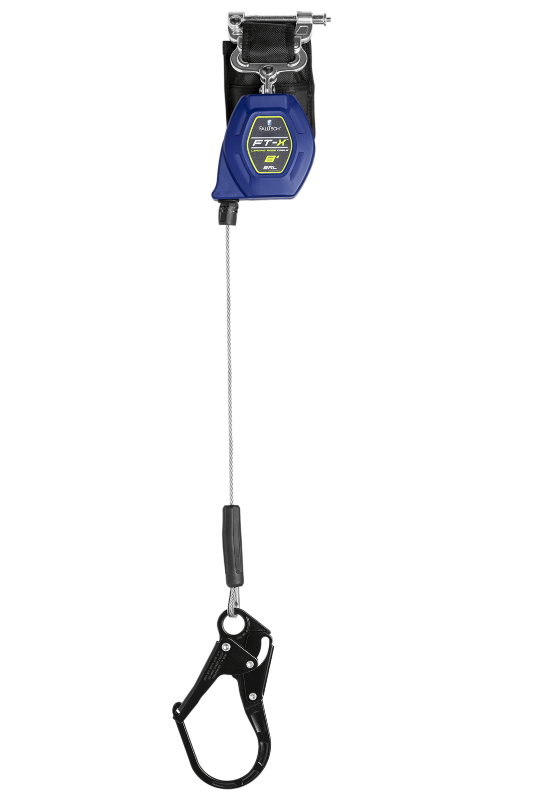 Falltech 8' FT-X Cable Class 2 Leading Edge Personal SRL-P, Single-leg with Steel Rebar Hook (ANSI/CSA)