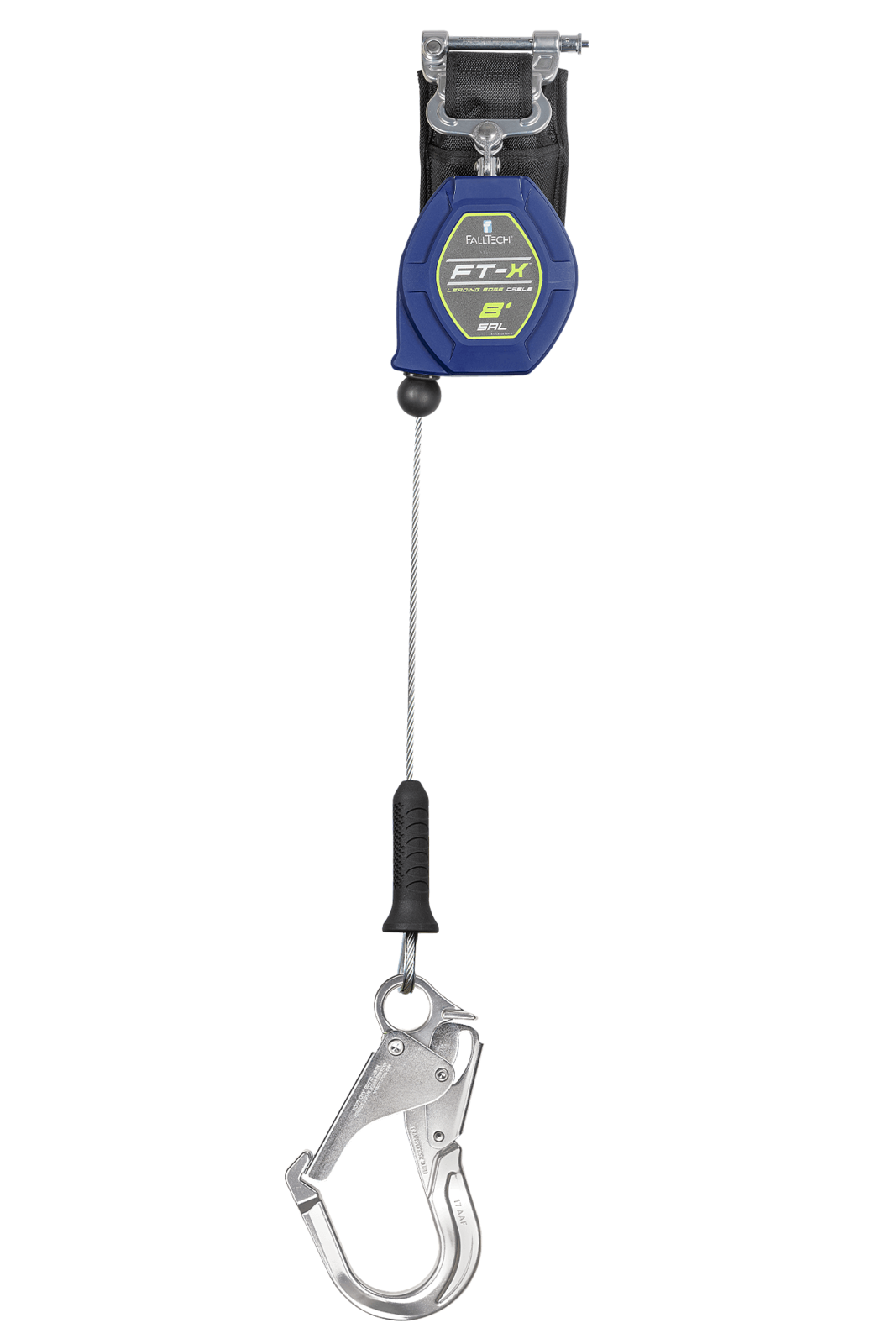 Falltech 8' FT-X Cable Class 2 Leading Edge Personal SRL-P, Single-leg with Aluminum Rebar Hook (ANSI/CSA)