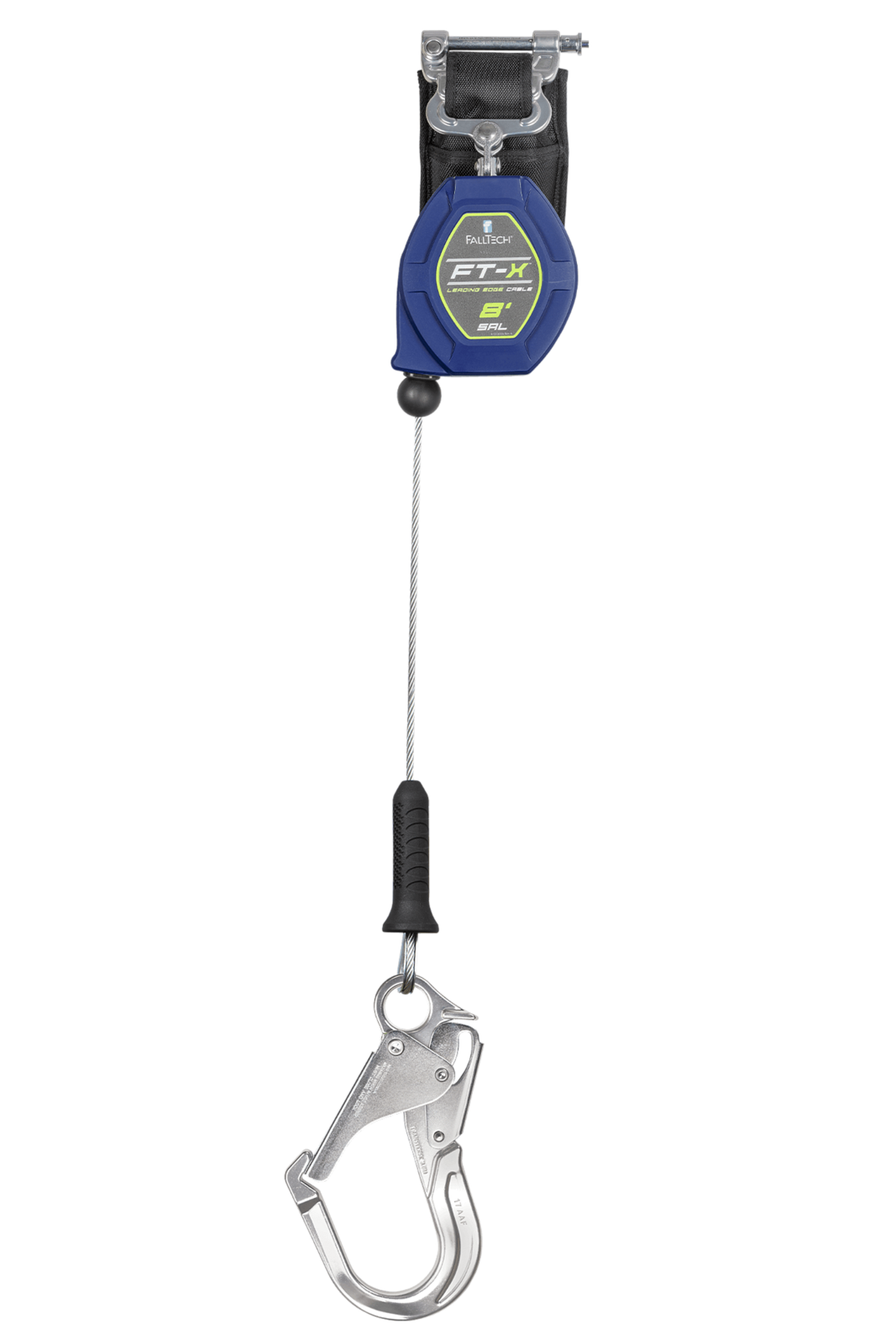 Falltech 8' FT-X Cable Class 2 Leading Edge Personal SRL-P, Single-leg with Aluminum Rebar Hook (ANSI/CSA)