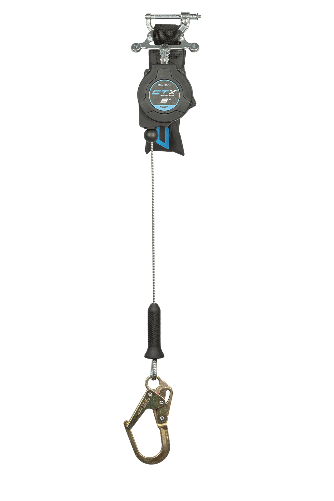 Falltech 8' CTX Cable Class 2 Leading Edge Personal SRL-P, Single-leg with Steel Mini Rebar Hook (ANSI/CSA)