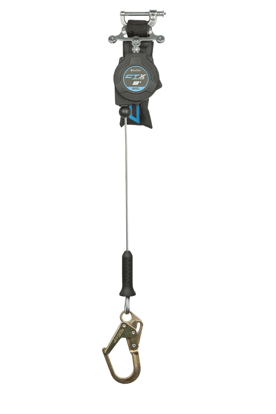 Falltech 8' CTX Cable Class 2 Leading Edge Personal SRL-P, Single-leg with Steel Mini Rebar Hook (ANSI/CSA)