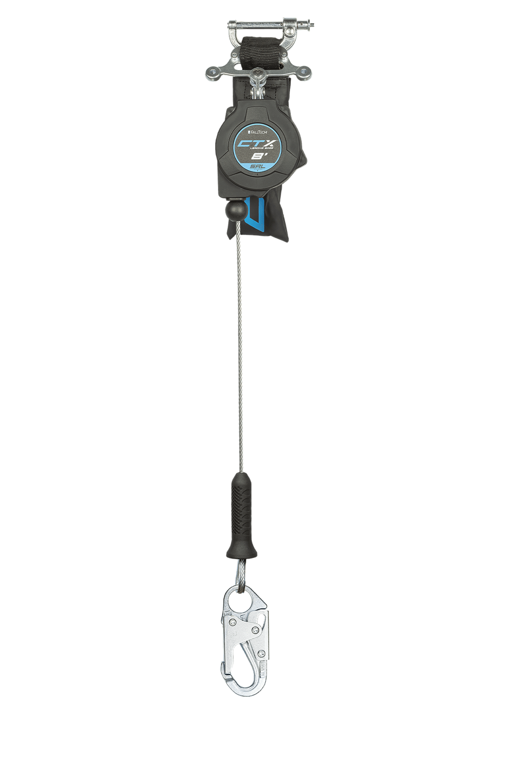 Falltech 8' CTX Cable Class 2 Leading Edge Personal SRL-P, Single-leg with Steel Snap Hook (ANSI/CSA)