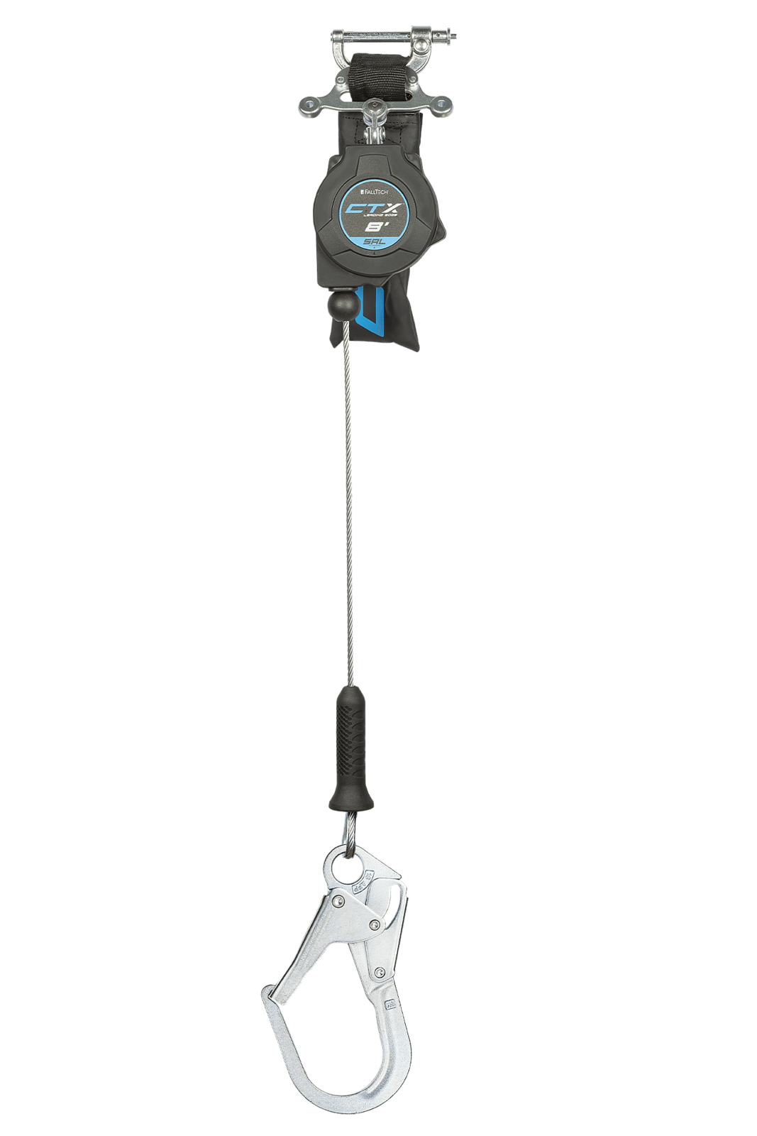 Falltech 8' CTX Cable Class 2 Leading Edge Personal SRL-P, Single-leg with Steel Rebar Hook (ANSI/CSA)