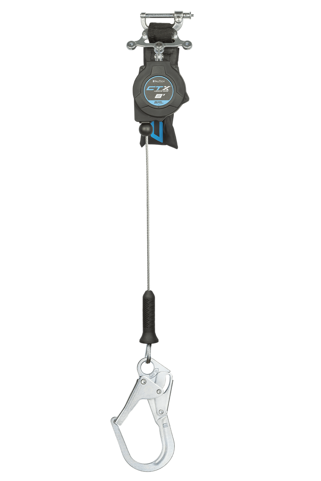 Falltech 8' CTX Cable Class 2 Leading Edge Personal SRL-P, Single-leg with Steel Rebar Hook (ANSI/CSA)