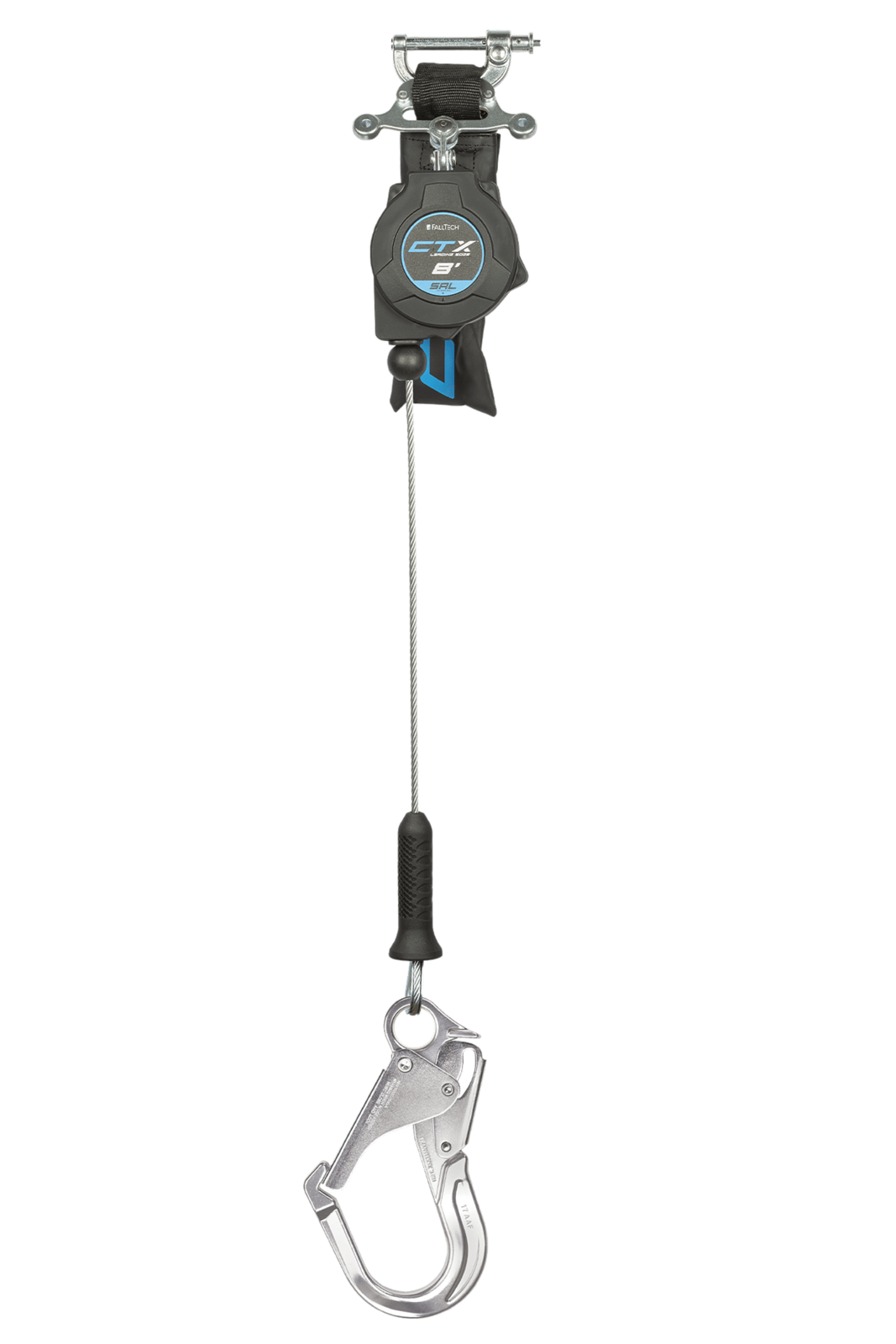 Falltech 8' CTX Cable Class 2 Leading Edge Personal SRL-P, Single-leg with Aluminum Rebar Hook (ANSI/CSA)