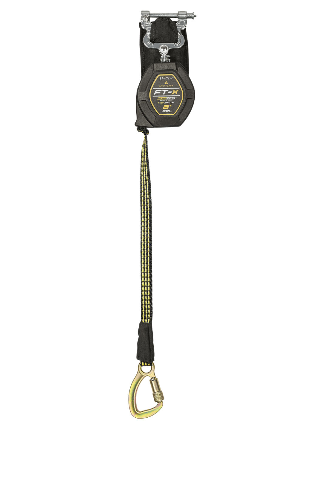 Falltech 8' FT-X EdgeCore Arc Flash Tie-Back Class 2 Leading Edge Personal SRL-P, Single-leg with Steel 5k Carabiner (ANSI/CSA)