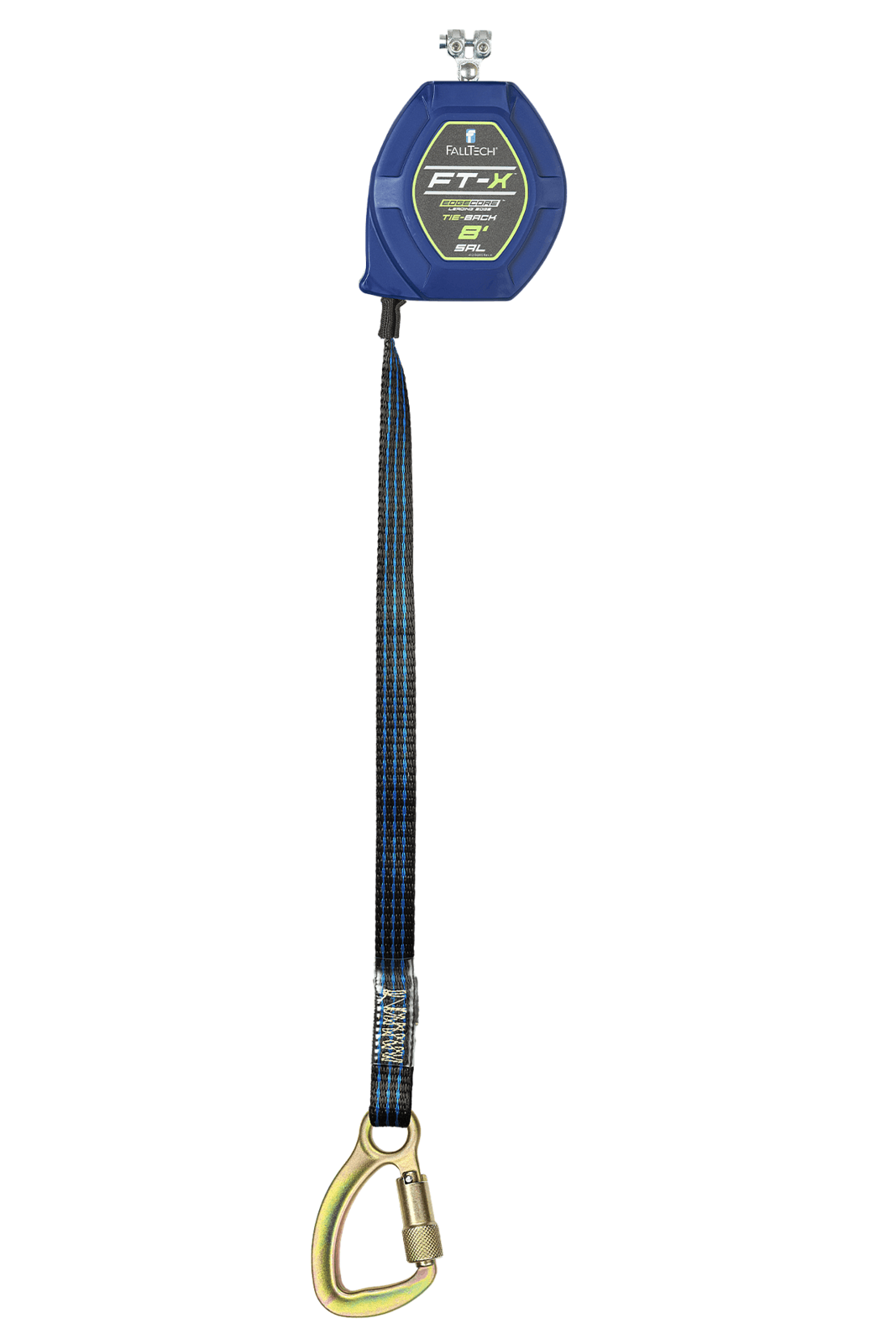 Falltech 8' FT-X EdgeCore Tie-Back Class 2 Leading Edge Personal SRL-P, Replacement-leg with Steel 5k Carabiner with SpeedLink (ANSI/CSA)
