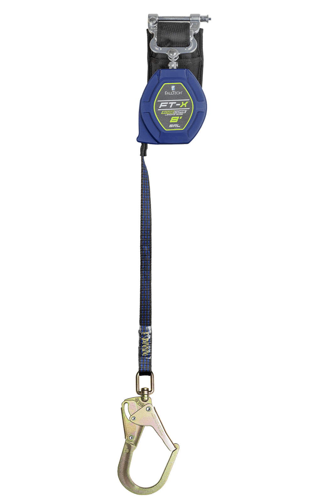 Falltech 8' FT-X EdgeCore Class 2 Leading Edge Personal SRL-P, Single-leg with Steel Swivel Rebar Hook (ANSI/CSA)