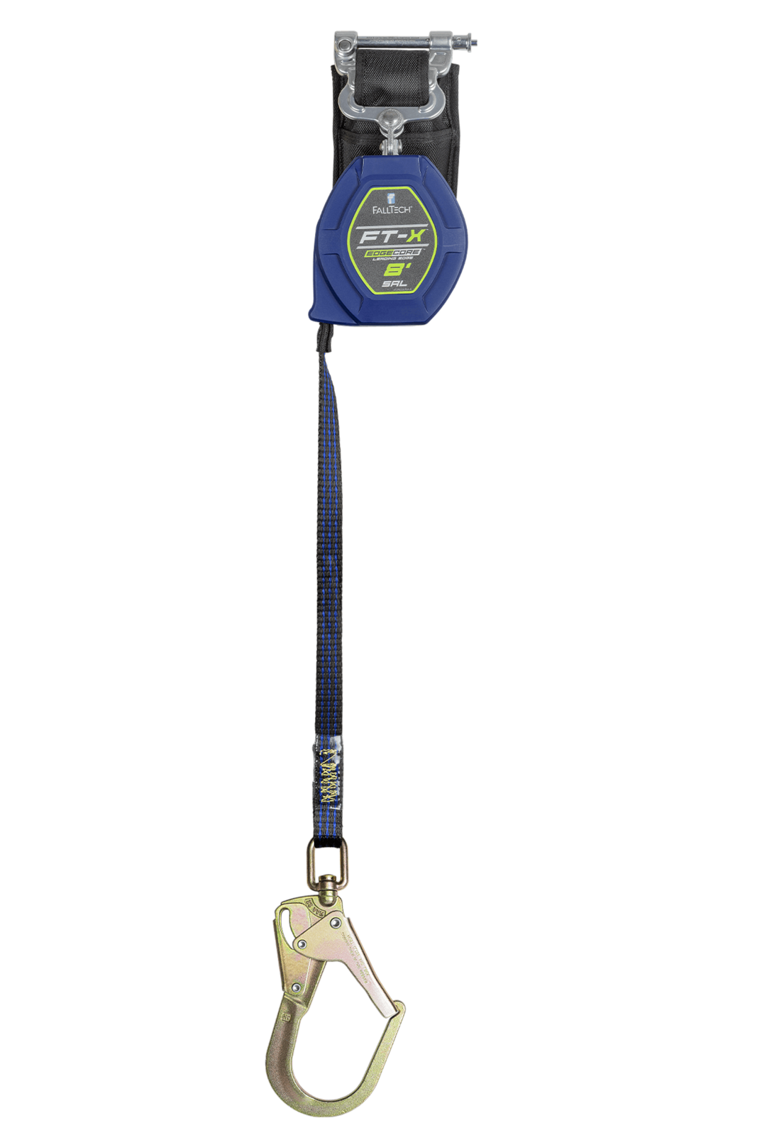 Falltech 8' FT-X EdgeCore Class 2 Leading Edge Personal SRL-P, Single-leg with Steel Swivel Rebar Hook (ANSI/CSA)