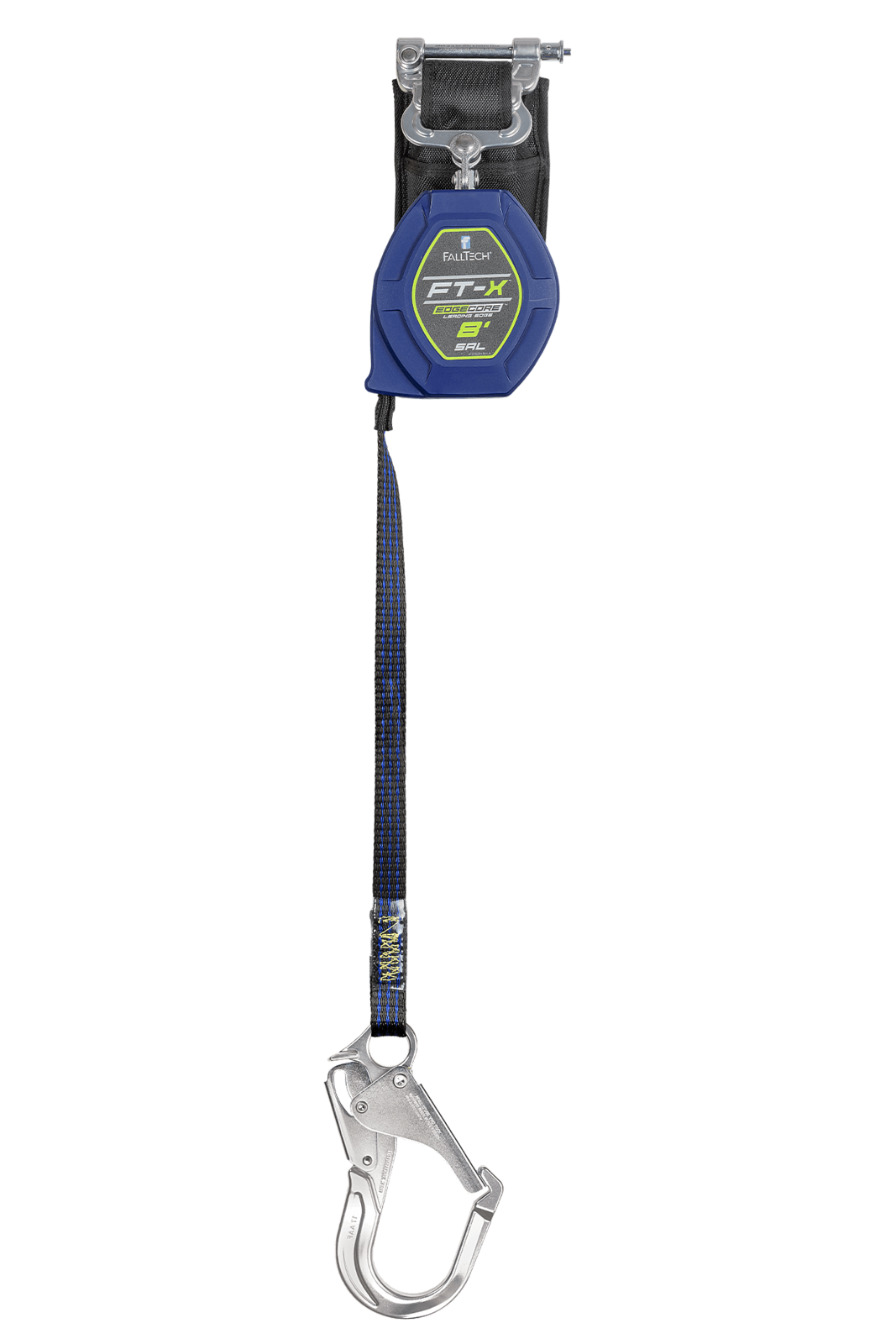Falltech 8' FT-X EdgeCore Class 2 Leading Edge Personal SRL-P, Single-leg with Aluminum Rebar Hook (ANSI/CSA)