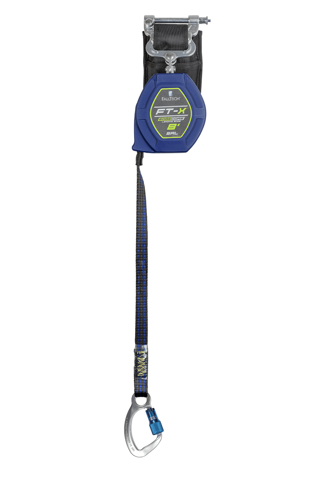 Falltech 8' FT-X EdgeCore Class 2 Leading Edge Personal SRL-P, Single-leg with Aluminum CE Carabiner (ANSI/CSA)
