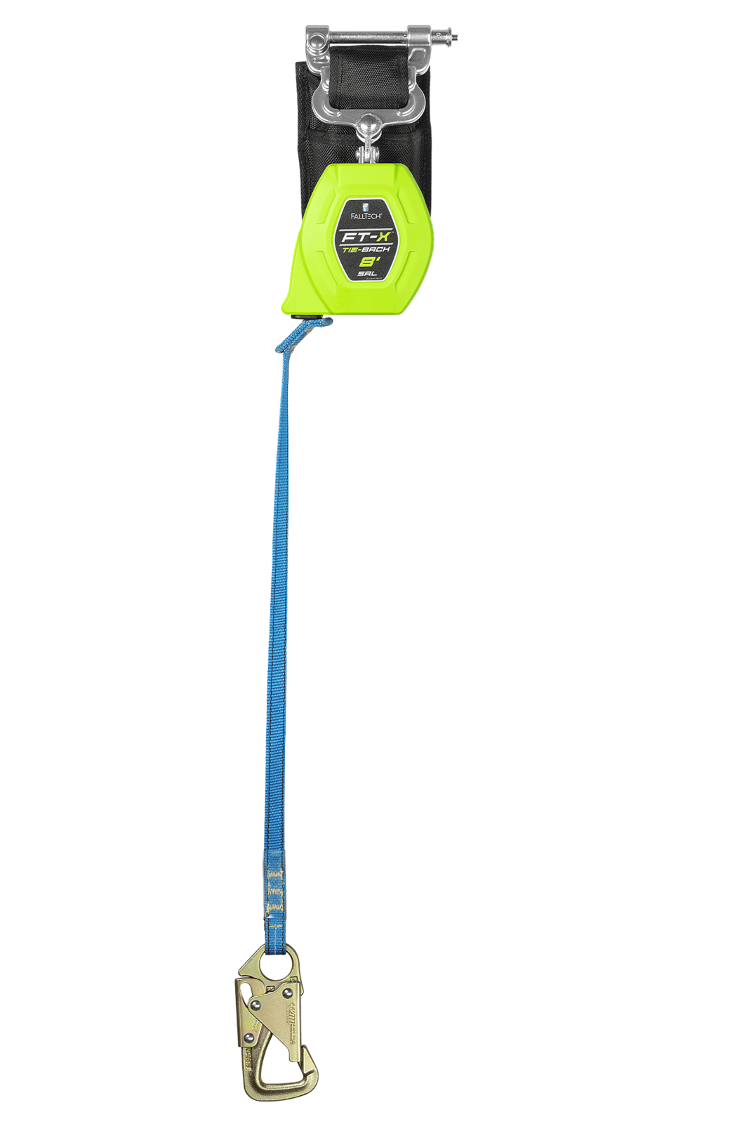 Falltech 8' FT-X Web Tie-Back Class 1 Personal SRL-P, Single-leg with Steel 5k Snap Hook (ANSI)