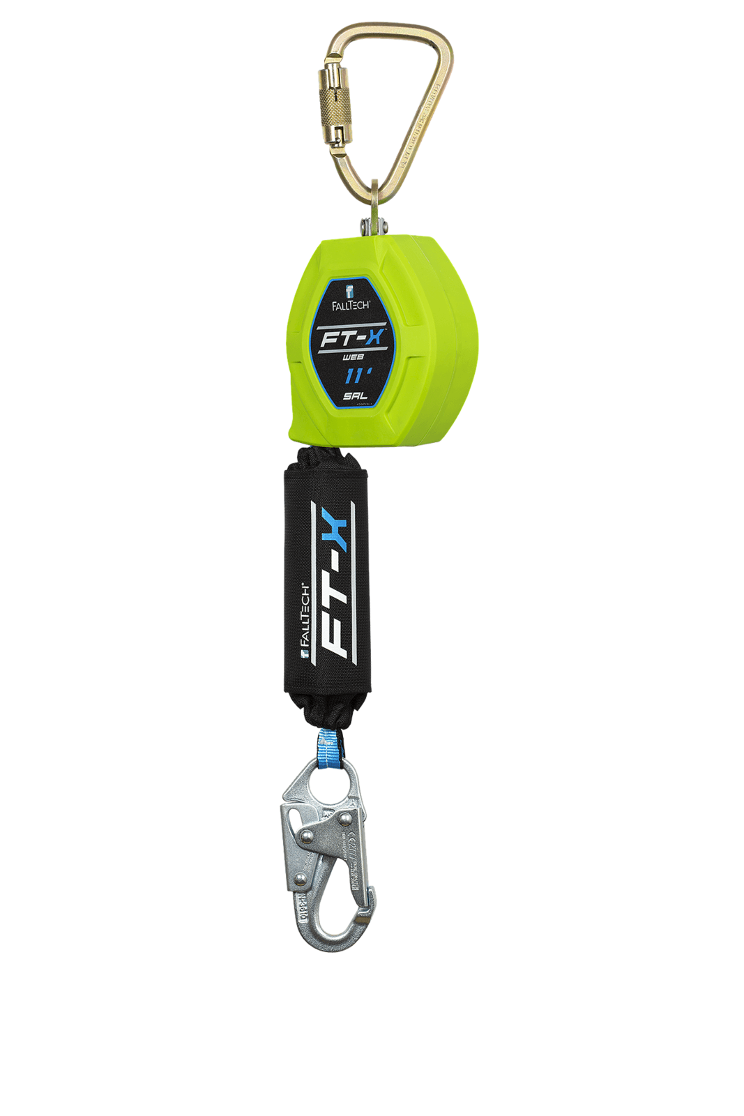 Falltech 11' FT-X Web Class 1 SRL-P with Steel Snap Hook, Includes Steel Dorsal Connecting Carabiner (ANSI/CSA)