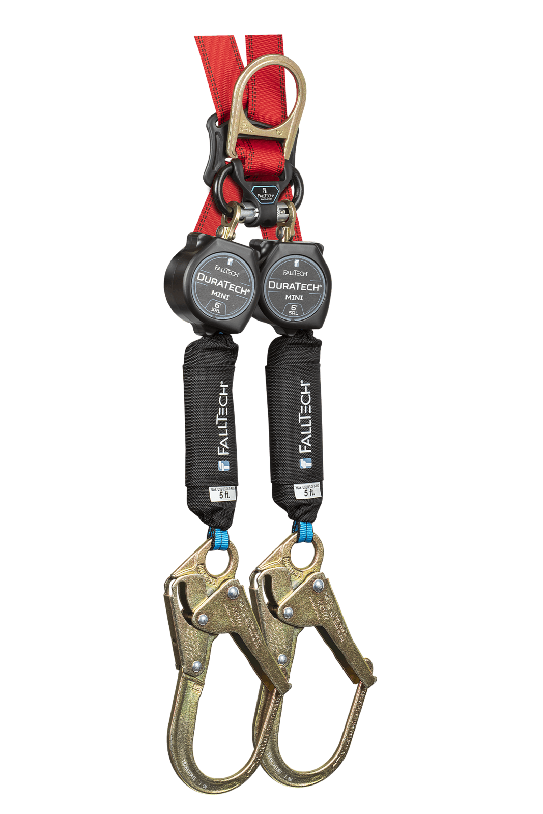 Falltech 6' DuraTech Mini Class 1 Personal SRL-P with Narrow Nose Steel Rebar Hooks, Includes Steel Dorsal Connecting Carabiner (ANSI)