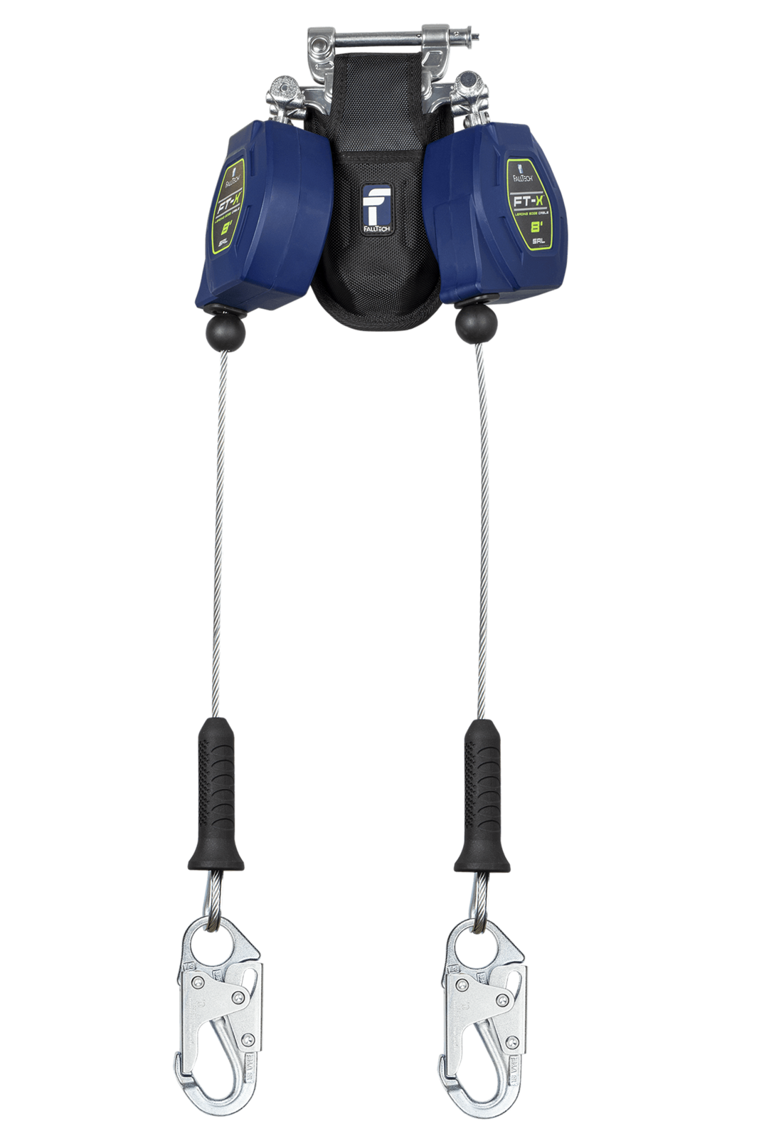 Falltech 8' FT-X Cable Class 2 Leading Edge Personal SRL-P, Twin-leg with Steel Snap Hooks with SpeedLink (ANSI/CSA)