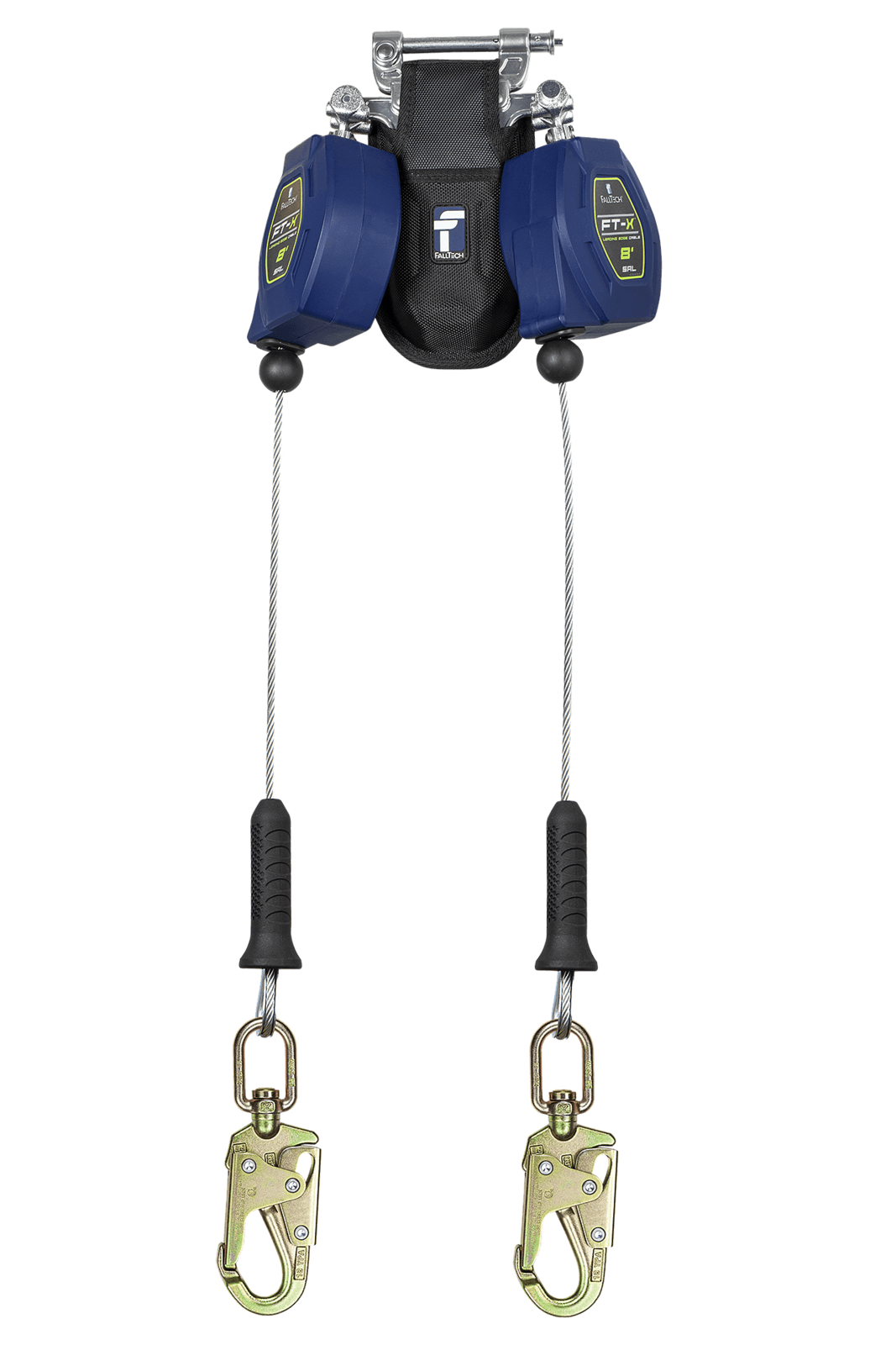 Falltech 8' FT-X Cable Class 2 Leading Edge Personal SRL-P, Twin-leg with Steel Swivel Snap Hooks with SpeedLink (ANSI/CSA)