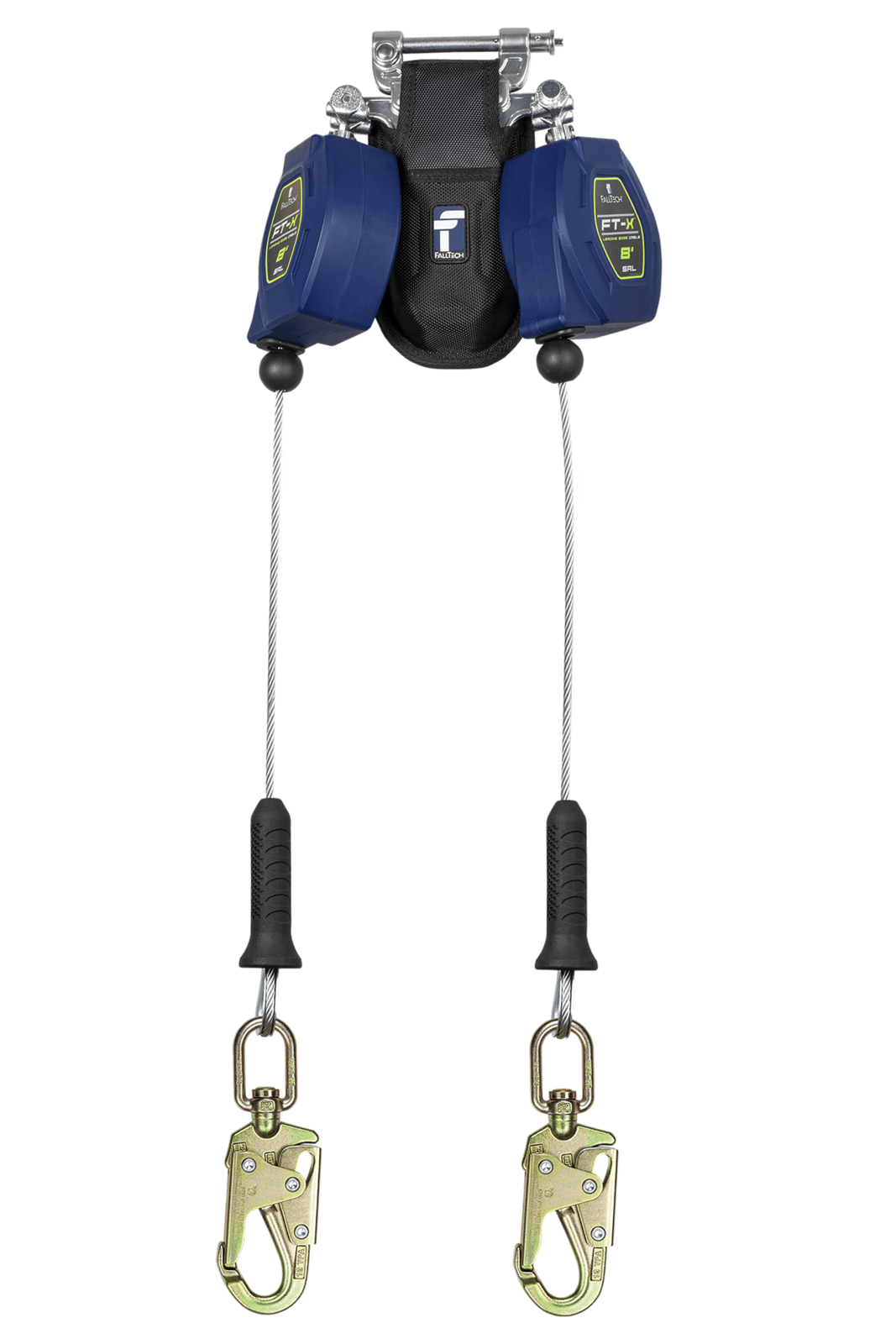 Falltech 8' FT-X Cable Class 2 Leading Edge Personal SRL-P, Twin-leg with Steel Swivel Snap Hooks with SpeedLink (ANSI/CSA)