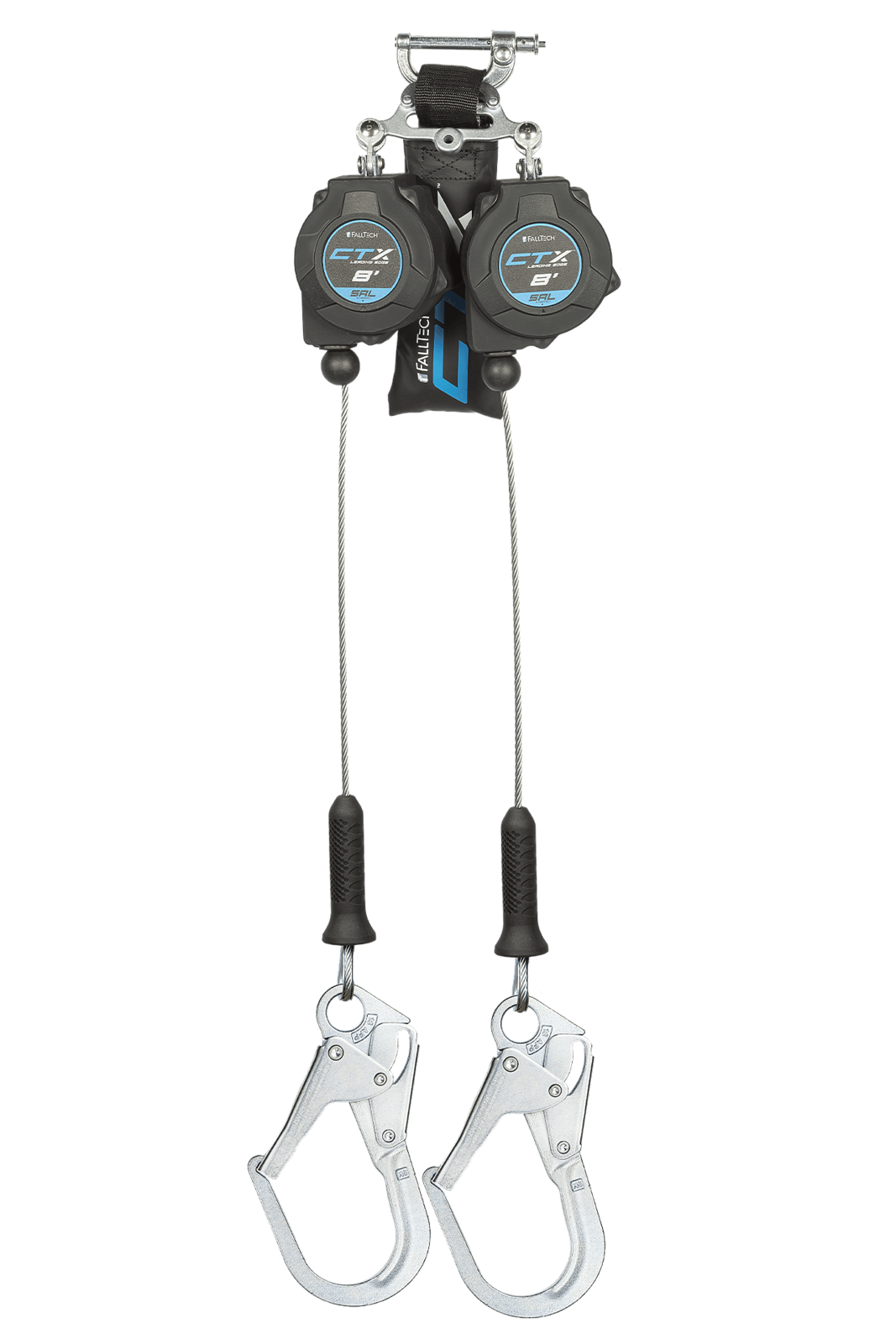 Falltech 8' CTX Cable Class 2 Leading Edge Personal SRL-P, Twin-leg with Steel Rebar Hooks (ANSI/CSA)