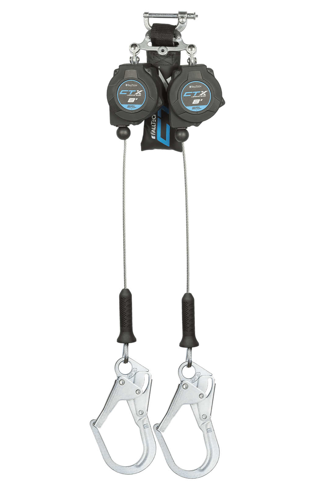 Falltech 8' CTX Cable Class 2 Leading Edge Personal SRL-P, Twin-leg with Steel Rebar Hooks (ANSI/CSA)