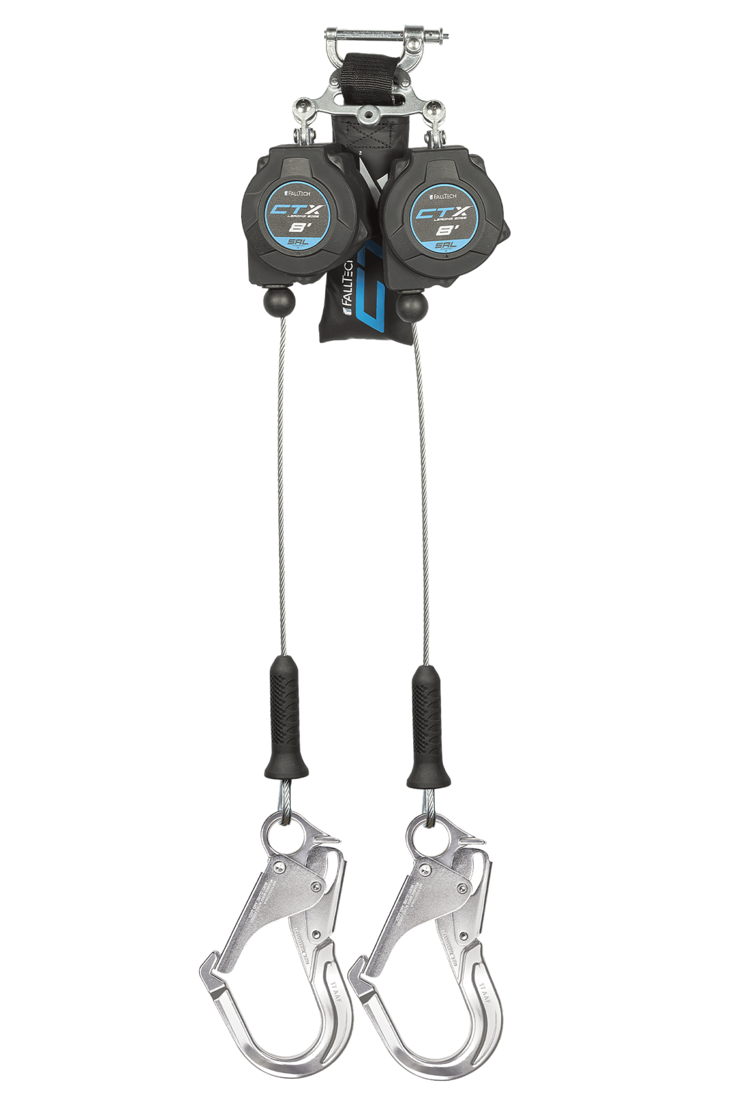 Falltech 8' CTX Cable Class 2 Leading Edge Personal SRL-P, Twin-leg with Aluminum Rebar Hooks (ANSI/CSA)