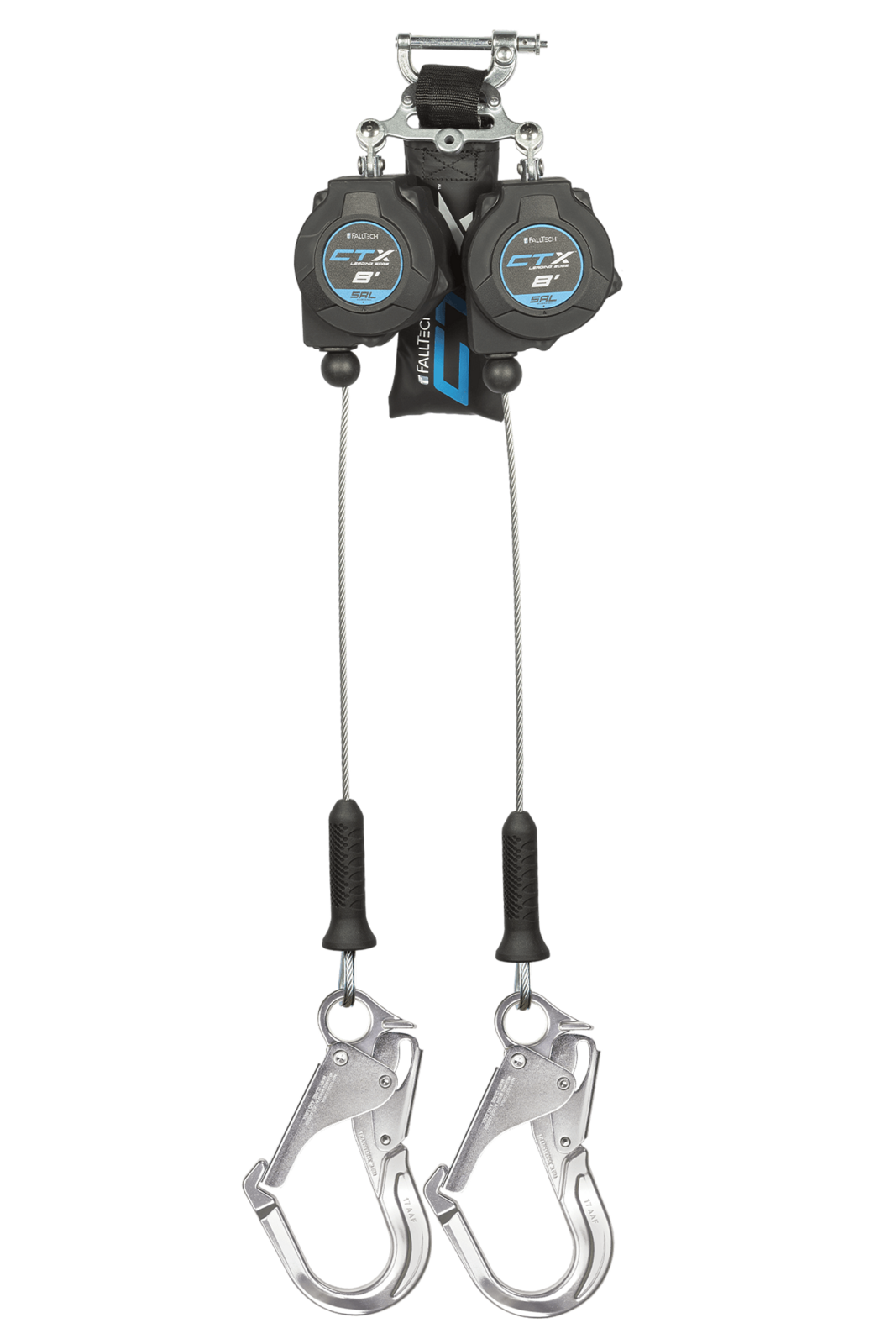 Falltech 8' CTX Cable Class 2 Leading Edge Personal SRL-P, Twin-leg with Aluminum Rebar Hooks (ANSI/CSA)