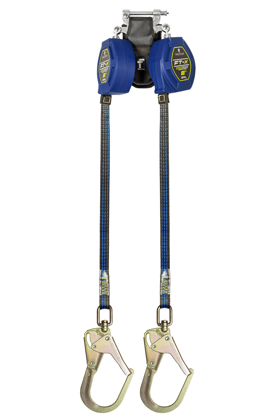 Falltech 6' FT-X EdgeCore Class 2 Leading Edge Personal SRL-P, Twin-leg with Steel Swivel Rebar Hooks (ANSI/CSA)