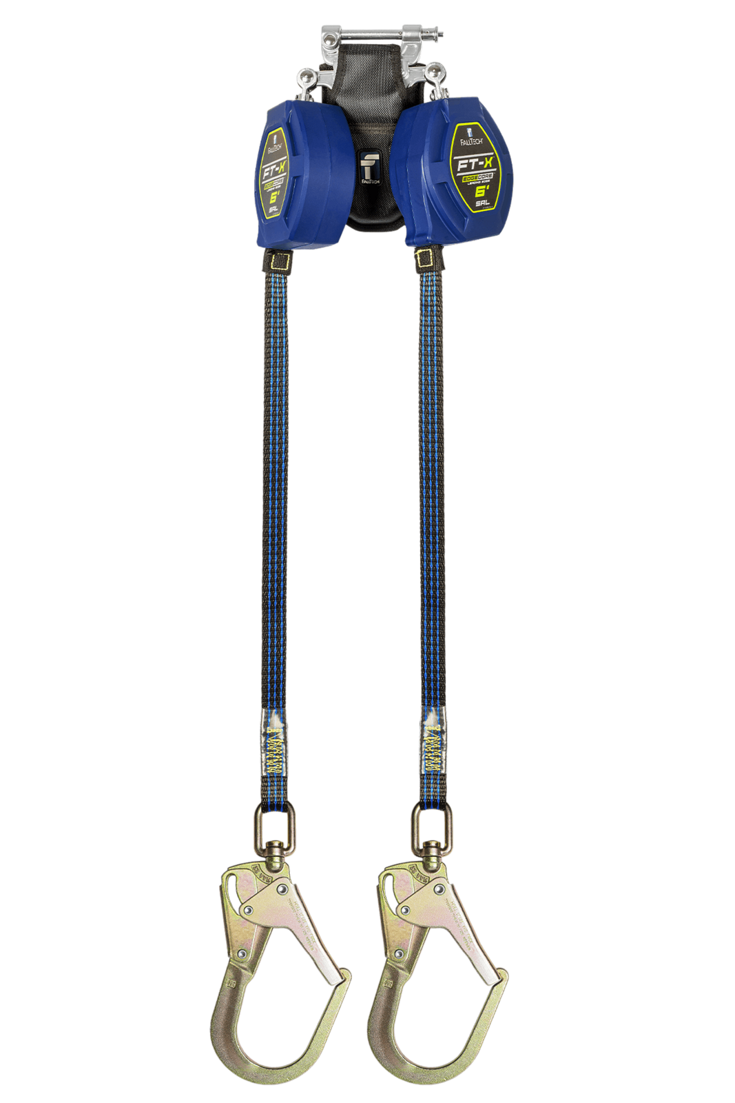 Falltech 6' FT-X EdgeCore Class 2 Leading Edge Personal SRL-P, Twin-leg with Steel Swivel Rebar Hooks (ANSI/CSA)