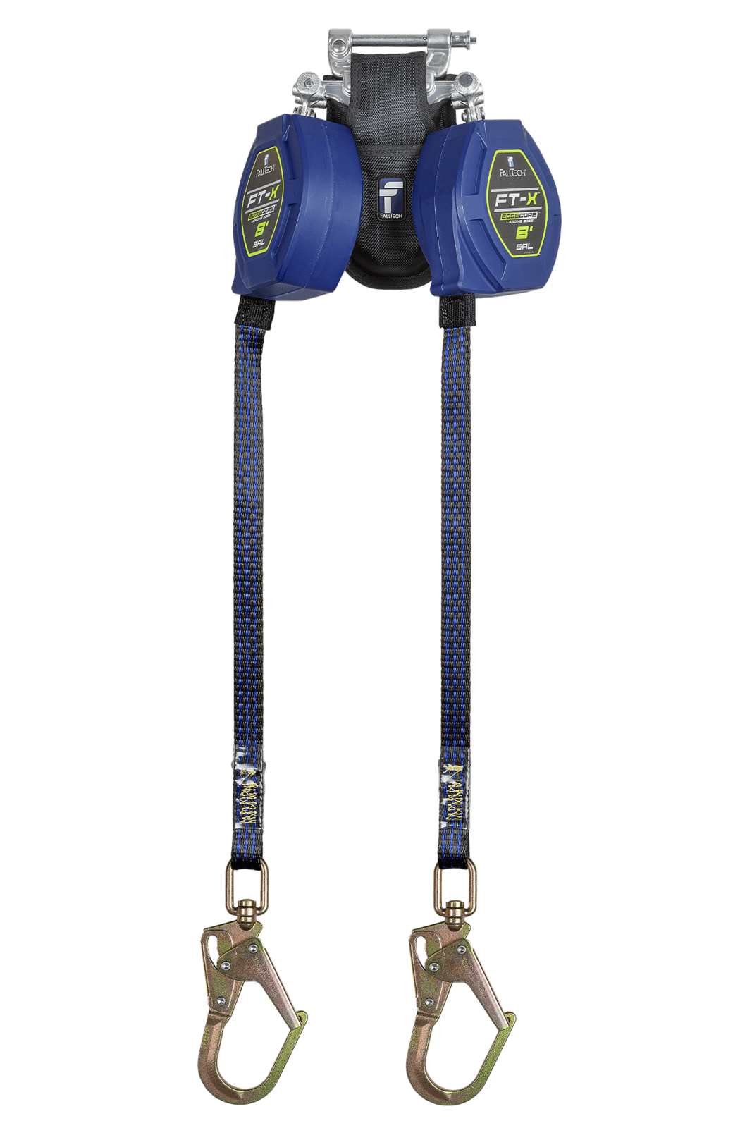 Falltech 8' FT-X EdgeCore Class 2 Leading Edge Personal SRL-P, Twin-leg with Steel 5k Snap Hook (ANSI/CSA)