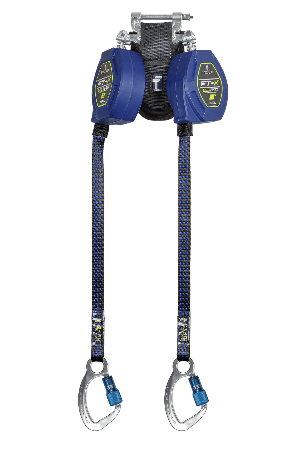 Falltech 8' FT-X EdgeCore Class 2 Leading Edge Personal SRL-P, Twin-leg with Aluminum CE Carabiners with SpeedLink (ANSI/CSA)
