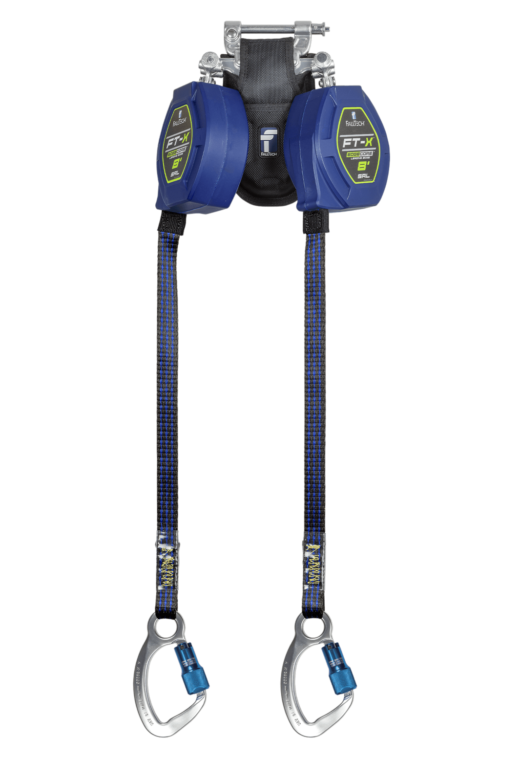 Falltech 8' FT-X EdgeCore Class 2 Leading Edge Personal SRL-P, Twin-leg with Aluminum CE Carabiners with SpeedLink (ANSI/CSA)