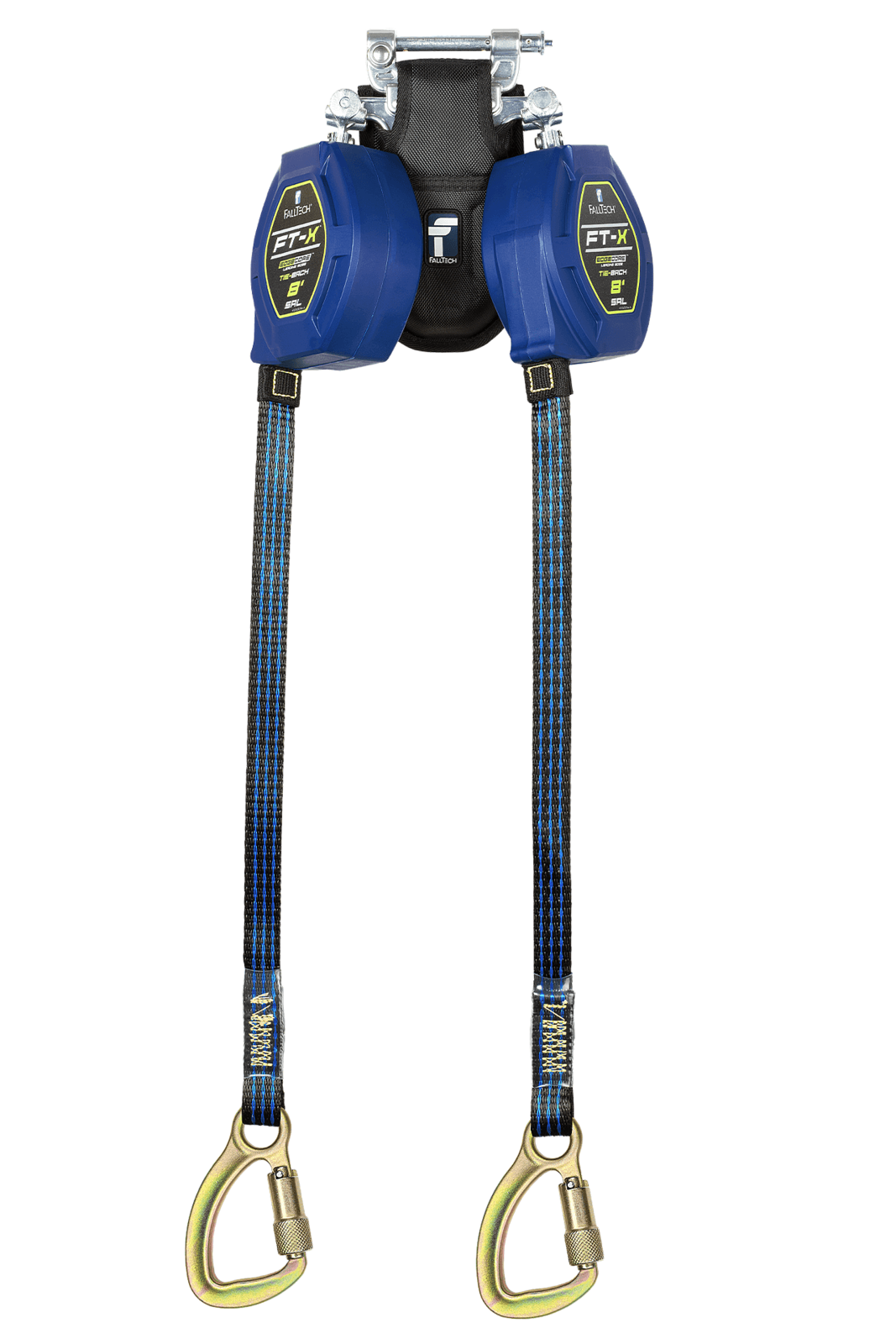 Falltech 8' FT-X EdgeCore Tie-Back Class 2 Leading Edge Personal SRL-P, Twin-leg with Steel 5k Carabiners with SpeedLink (ANSI/CSA)