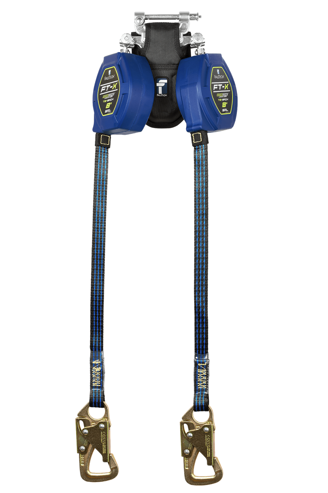 Falltech 8' FT-X EdgeCore Tie-Back Class 2 Leading Edge Personal SRL-P, Twin-leg with Steel 5k Snap Hooks with SpeedLink (ANSI/CSA)