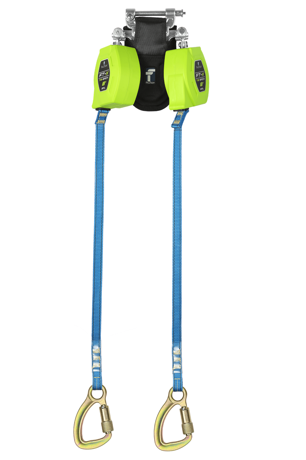 Falltech 8' FT-X Web Tie-Back Class 1 Personal SRL-P, Twin-leg with Steel 5k Carabiners with SpeedLink (ANSI)