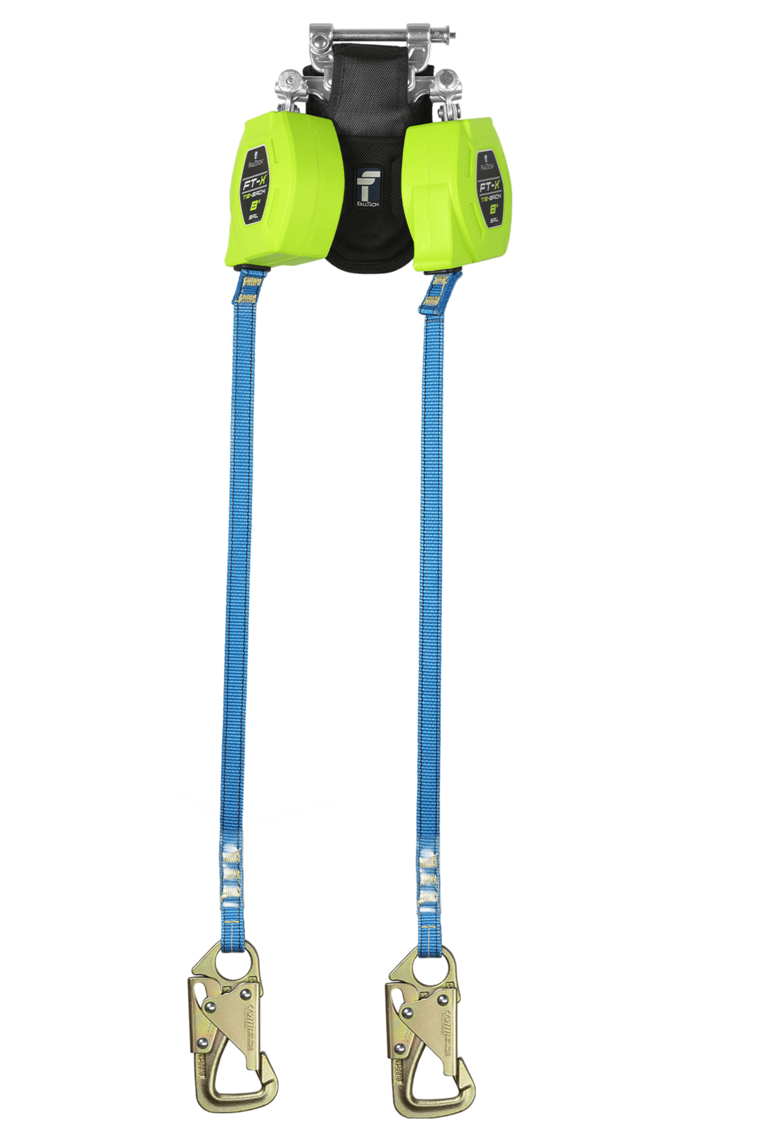 Falltech 8' FT-X Web Tie-Back Class 1 Personal SRL-P, Twin-leg with Steel 5k Snap Hook with SpeedLink (ANSI)