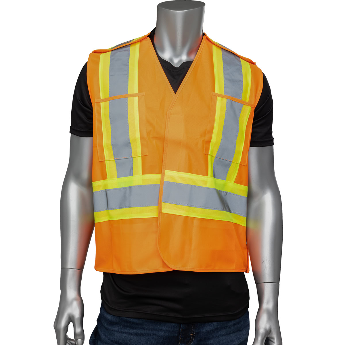 PIP Dynamic ANSI Type R Class 2 and CSA Z96 Two-Tone X-Back Breakaway Vest with "D" Ring Access