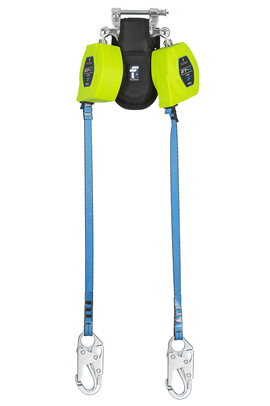 Falltech 9' FT-X Web Class 1 SRL-P, Twin-Leg with Steel Snap Hook  (ANSI)